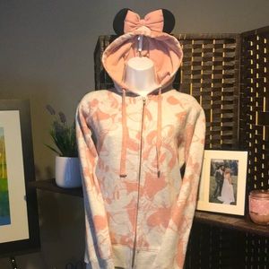 DISNEY Womens Small Juniors Large Zip Up Jacket Hoodie Mouse Ears Sz Small Pink